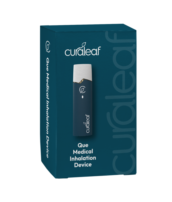 Packaging of Curaleaf QUE Medical Inhalation Device (QMID)
